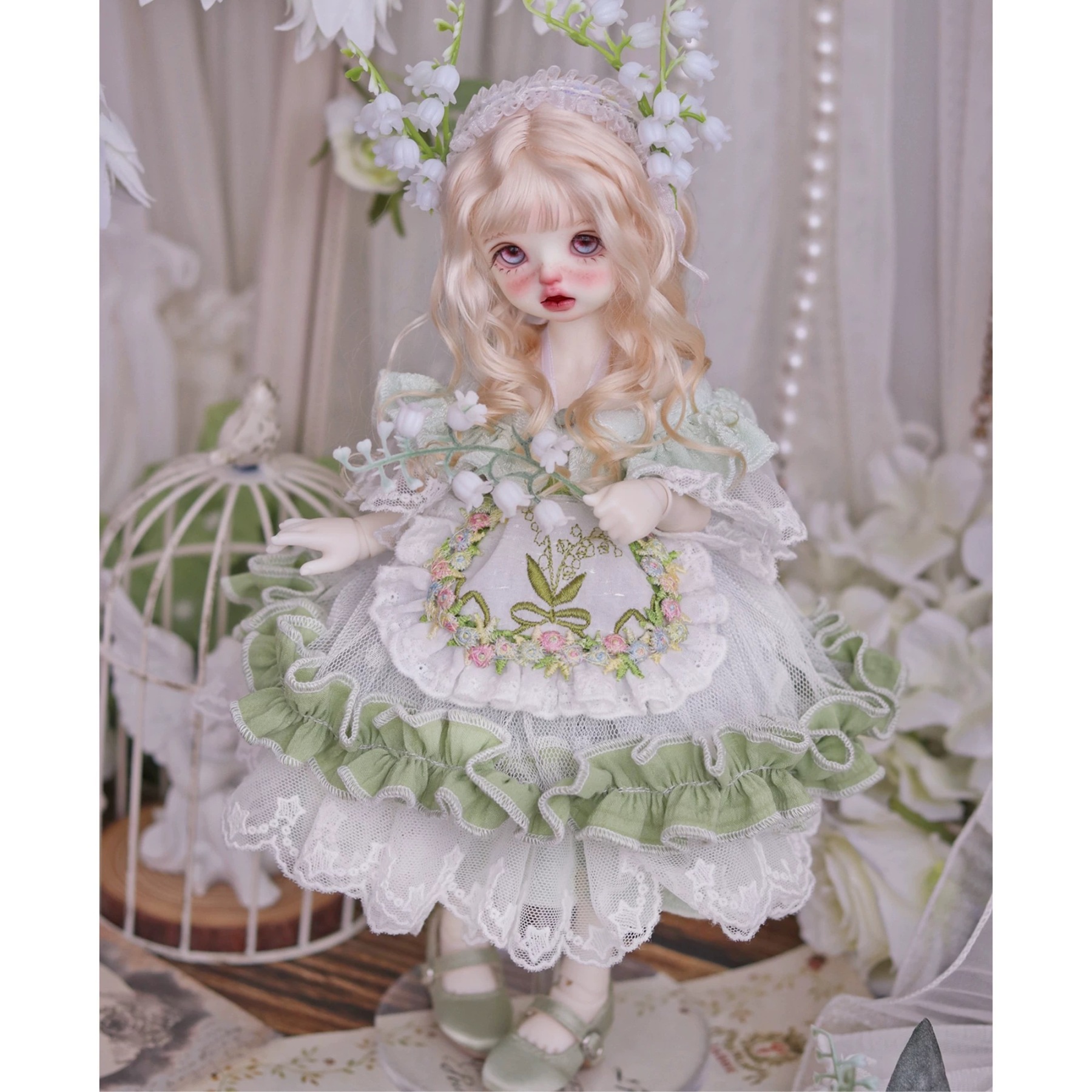 Lily of the Valley Vintage Lolita Dress for 1/6 BJD Dolls | Atelier Chantilly --A06-Atelier Chantilly