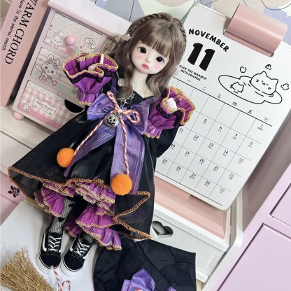 1/6 BJD doll showcasing Halloween-themed Lolita dress with pumpkin details - Atelier Chantilly
