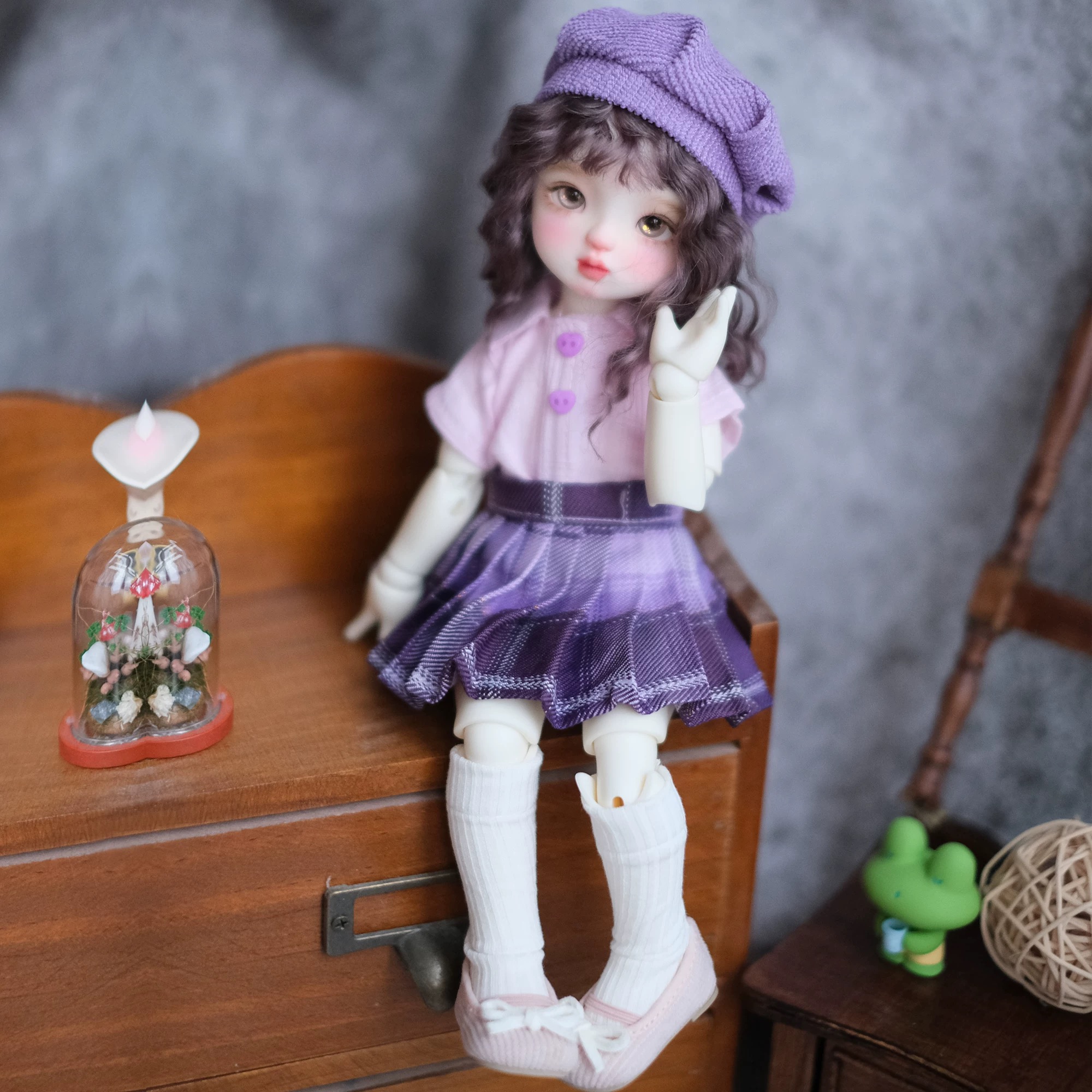 Pastel Purple-Pink Academia Outfit for 1/6 BJD Dolls | Atelier Chantilly