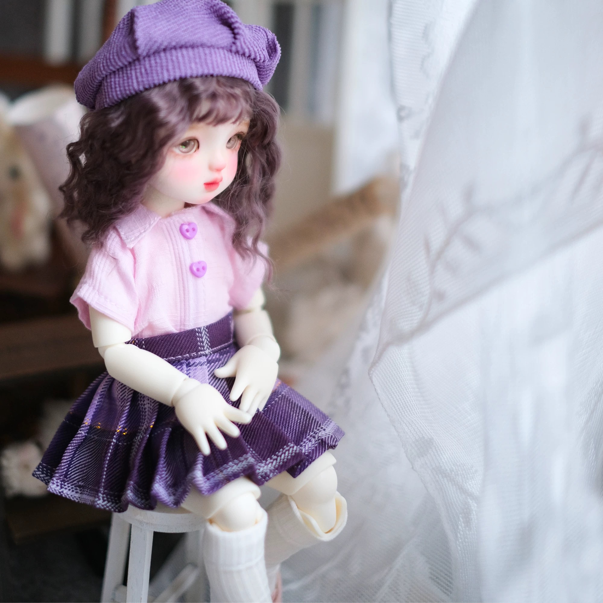 Pastel Purple-Pink Academia Outfit for 1/6 BJD Dolls | Atelier Chantilly