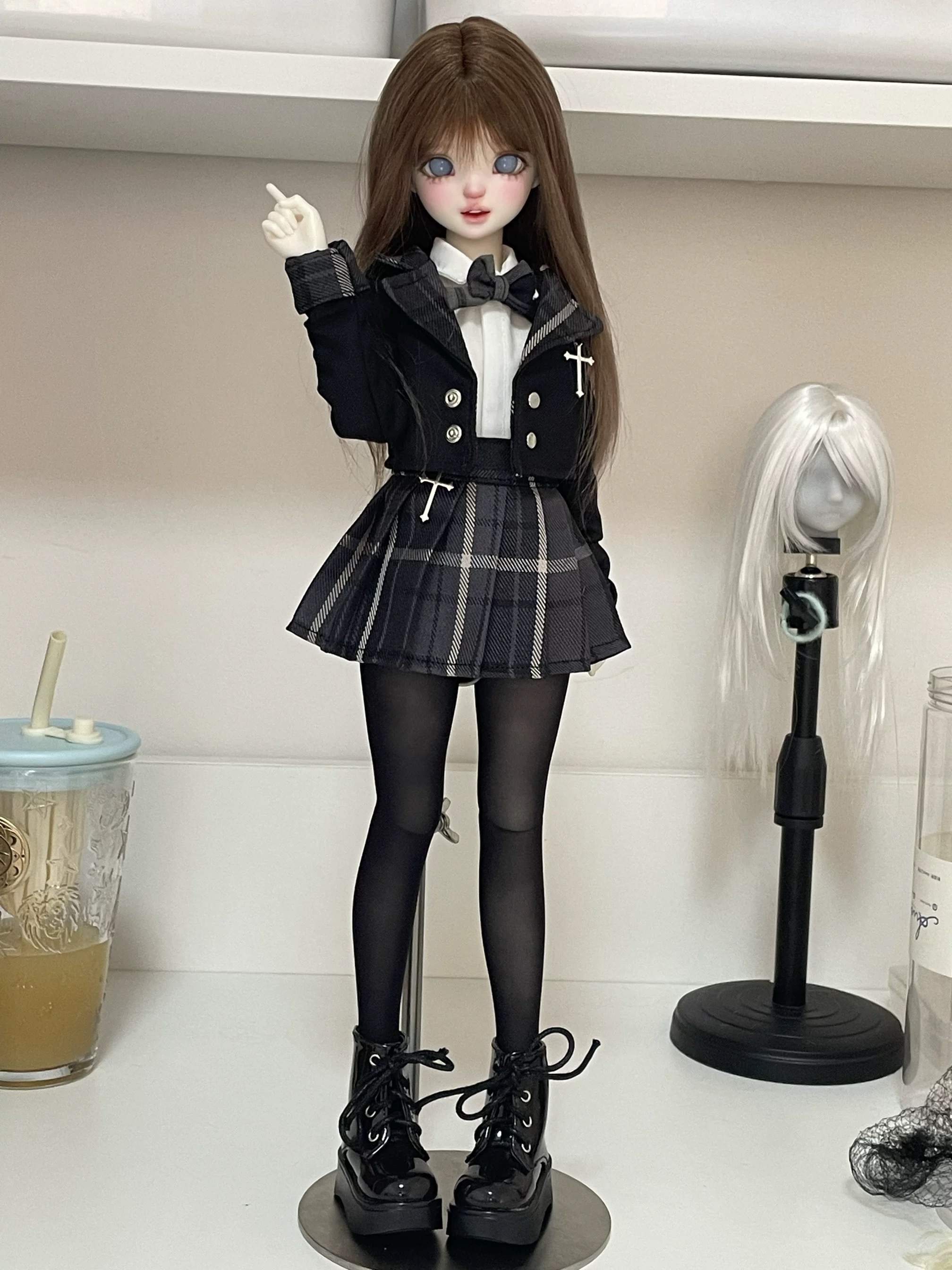 1/4 BJD doll wearing dark-chic academia blazer and cross detail - Atelier Chantilly