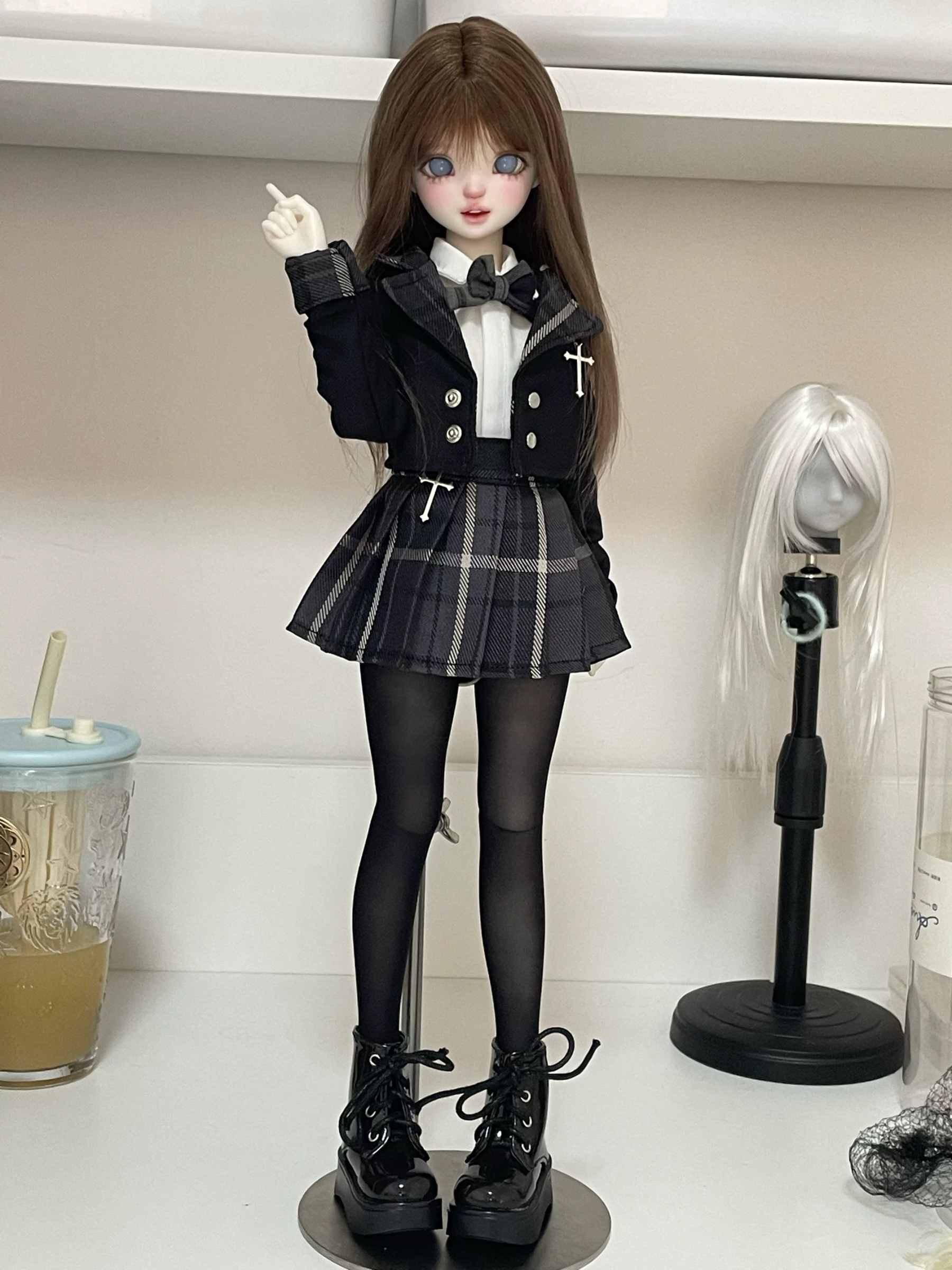 1/4 BJD doll wearing dark-chic academia blazer and cross detail - Atelier Chantilly