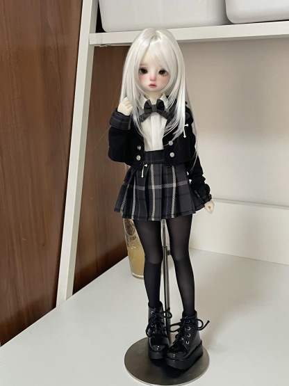 1/4 BJD doll in dark academia style with white hair and black boots - Atelier Chantilly