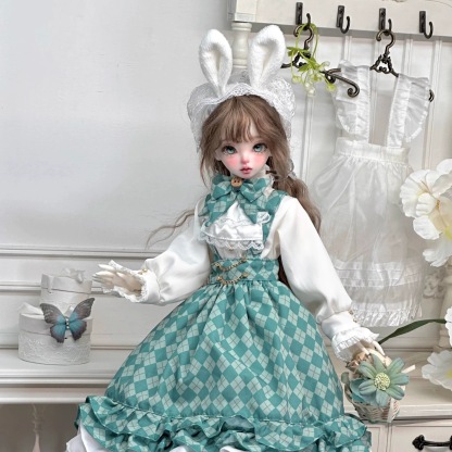 1/4 BJD doll in sweet Lolita style with argyle pattern and layered skirt - Atelier Chantilly