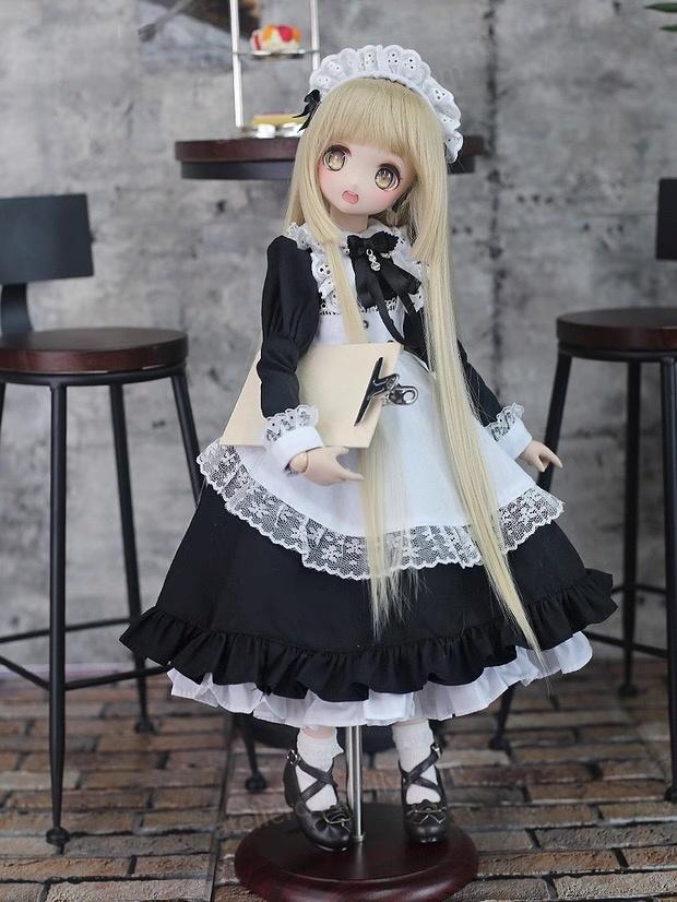 1/4 BJD doll in maid outfit holding a service notebook - Atelier Chantilly
