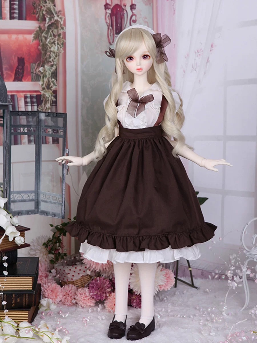 Brown White Vintage Lolita Maid Outfit for 1/3 BJD Dolls | Atelier Chantilly --A27-Atelier Chantilly