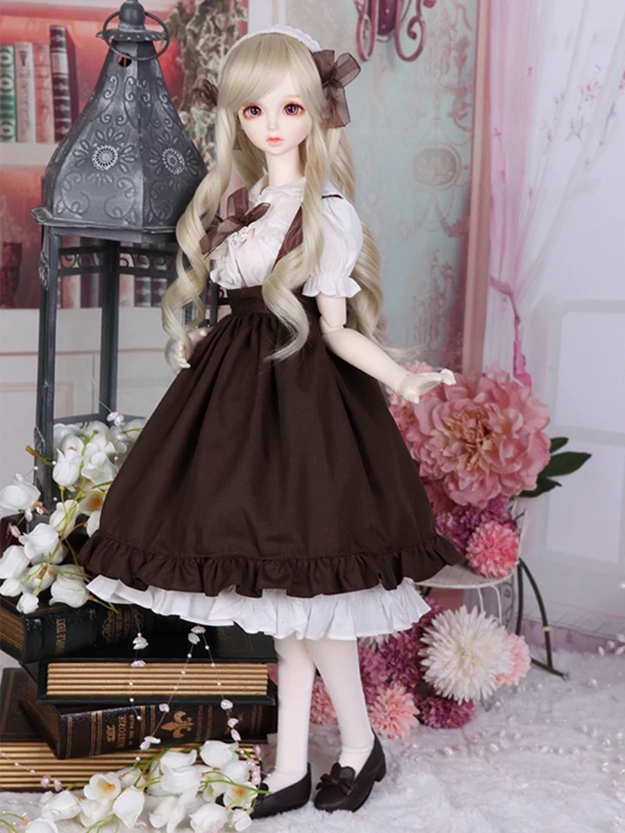 Brown White Vintage Lolita Maid Outfit for 1/3 BJD Dolls | Atelier Chantilly --A27-Atelier Chantilly