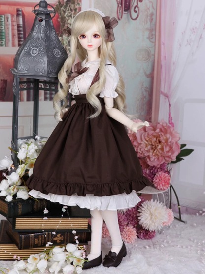 Brown White Vintage Lolita Maid Outfit for 1/3 BJD Dolls | Atelier Chantilly --A27-Atelier Chantilly
