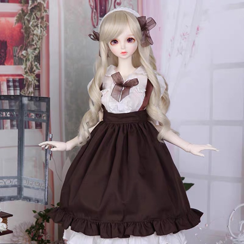 Brown White Vintage Lolita Maid Outfit for 1/3 BJD Dolls | Atelier Chantilly --A27-Atelier Chantilly