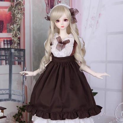 Brown White Vintage Lolita Maid Outfit for 1/3 BJD Dolls | Atelier Chantilly --A27-Atelier Chantilly