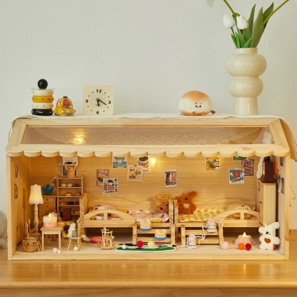 Multi-size BJD doll house with twin beds and teddy bears - Atelier Chantilly