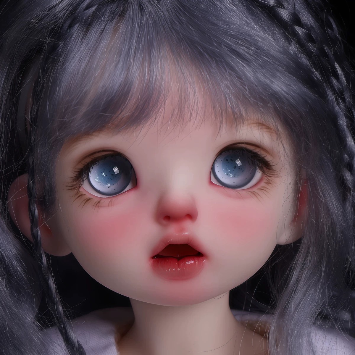 Close-up of 1/3 BJD Doll’s Blue Sparkle Glass Eyes - atelierchantilly