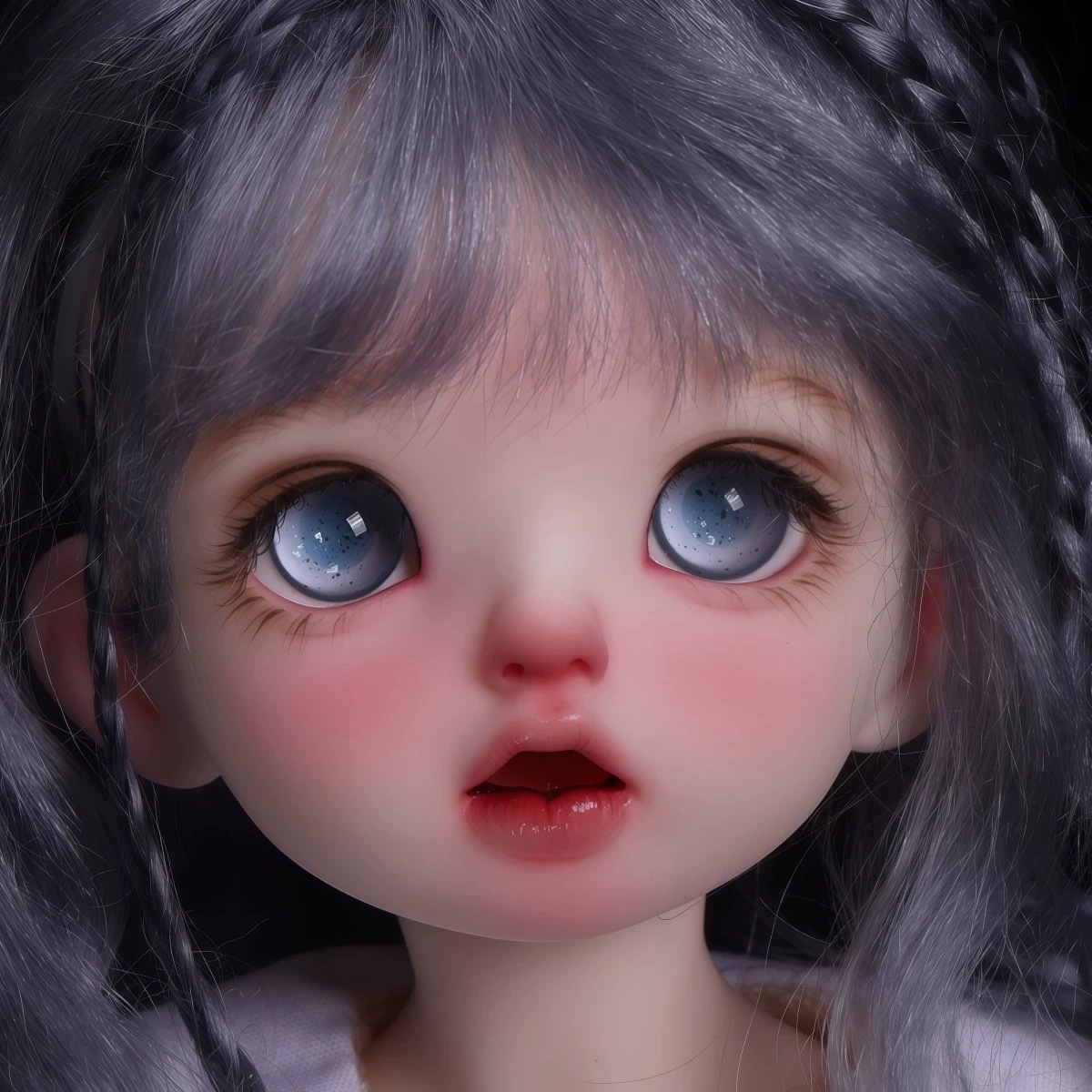 Close-up of 1/3 BJD Doll’s Blue Sparkle Glass Eyes - atelierchantilly