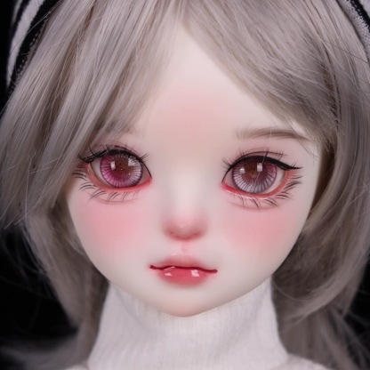 Close-up of 1/3 BJD Doll’s Pink Sparkle Glass Eyes - atelierchantilly