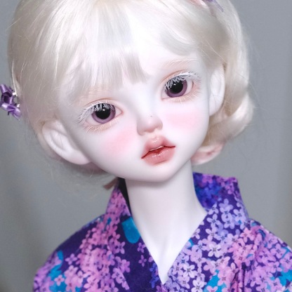 1/3 BJD Doll with Purple Glass Eyes in Floral Kimono - atelierchantilly