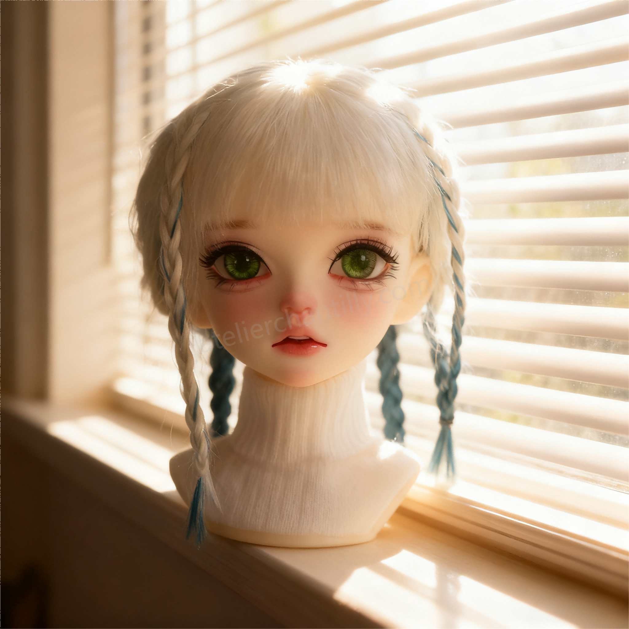 1/3 BJD Doll Wearing Green Sparkle Glass Eyes by Window - atelierchantilly