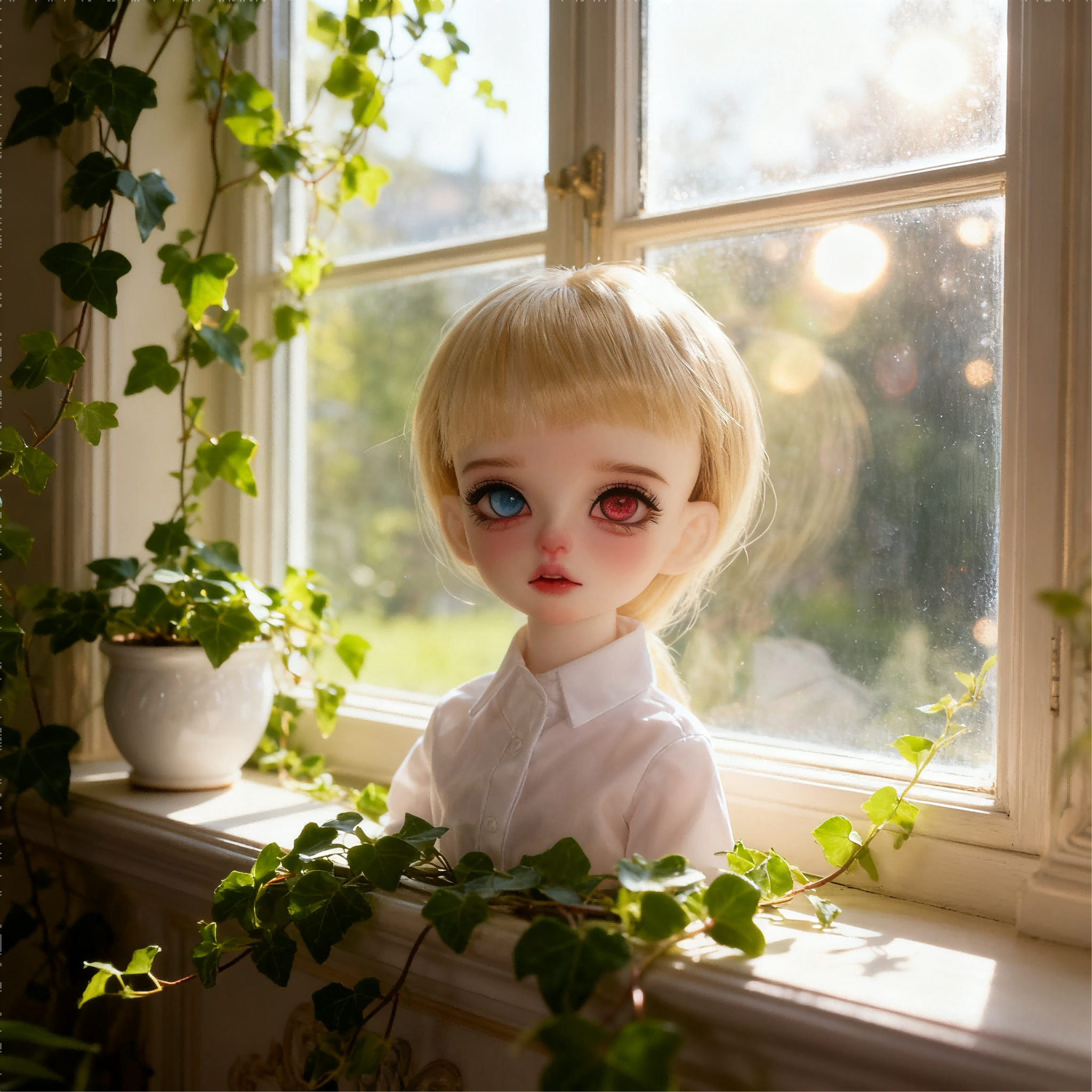 1/4 BJD Doll Wearing Blue Sparkle Glass Eyes by Window - atelierchantilly