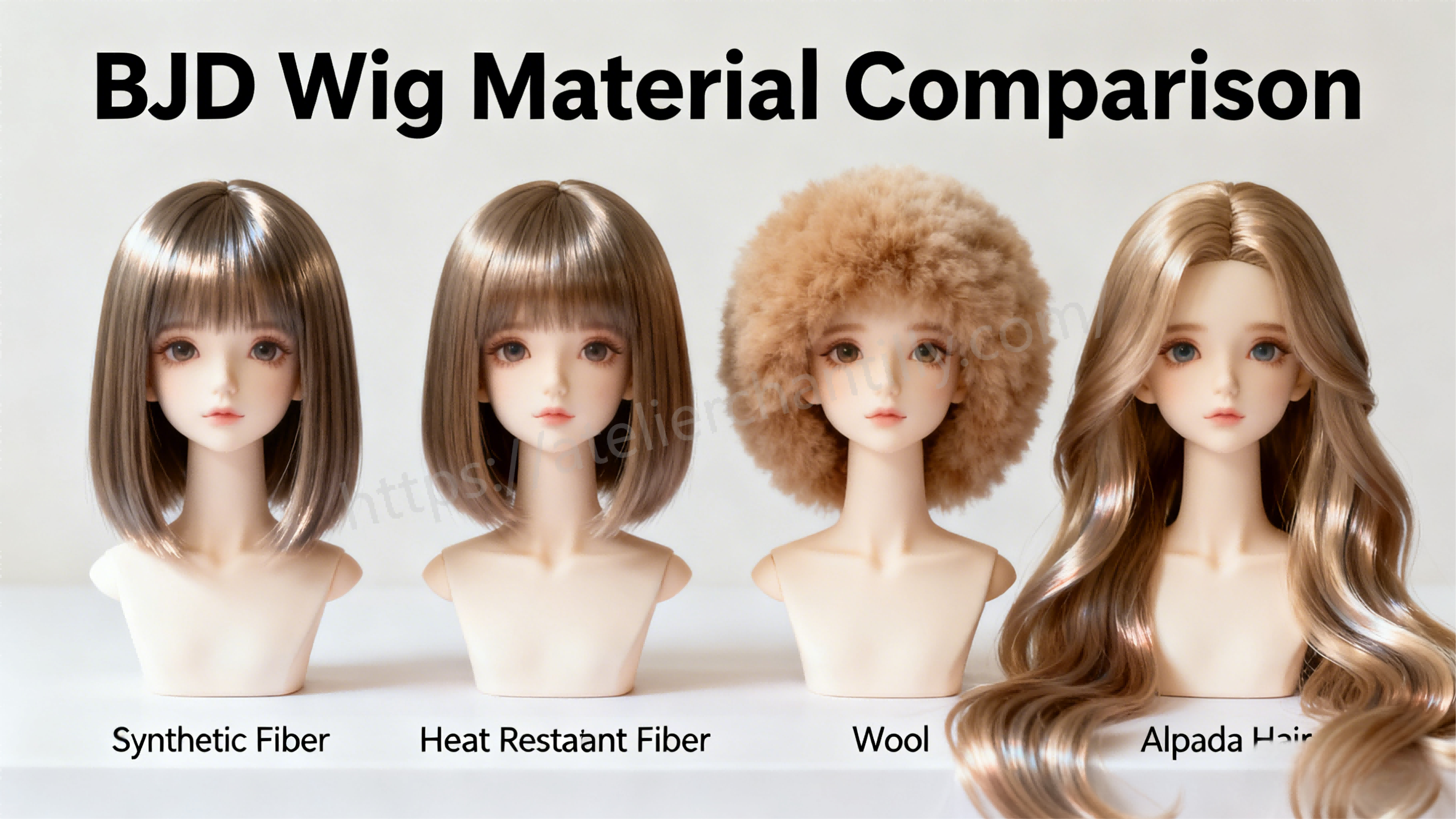 Comparison of synthetic, heat-resistant, and natural fiber BJD wigs