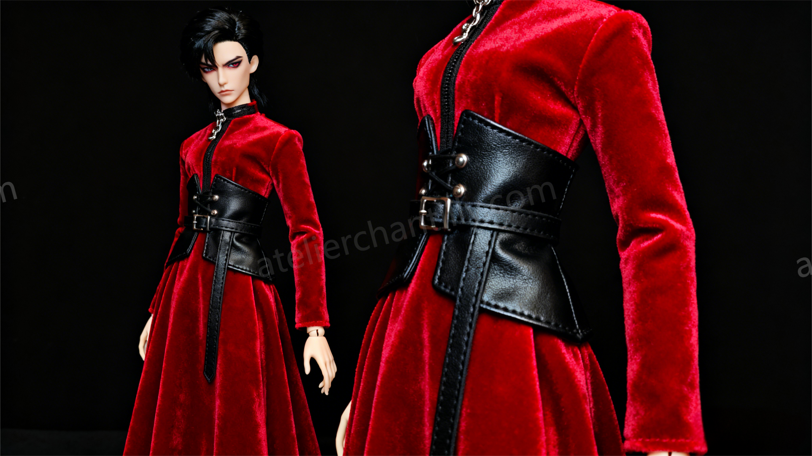 Bold BJD outfit color palette by Atelier Chantilly - dramatic hues that shine in doll photos