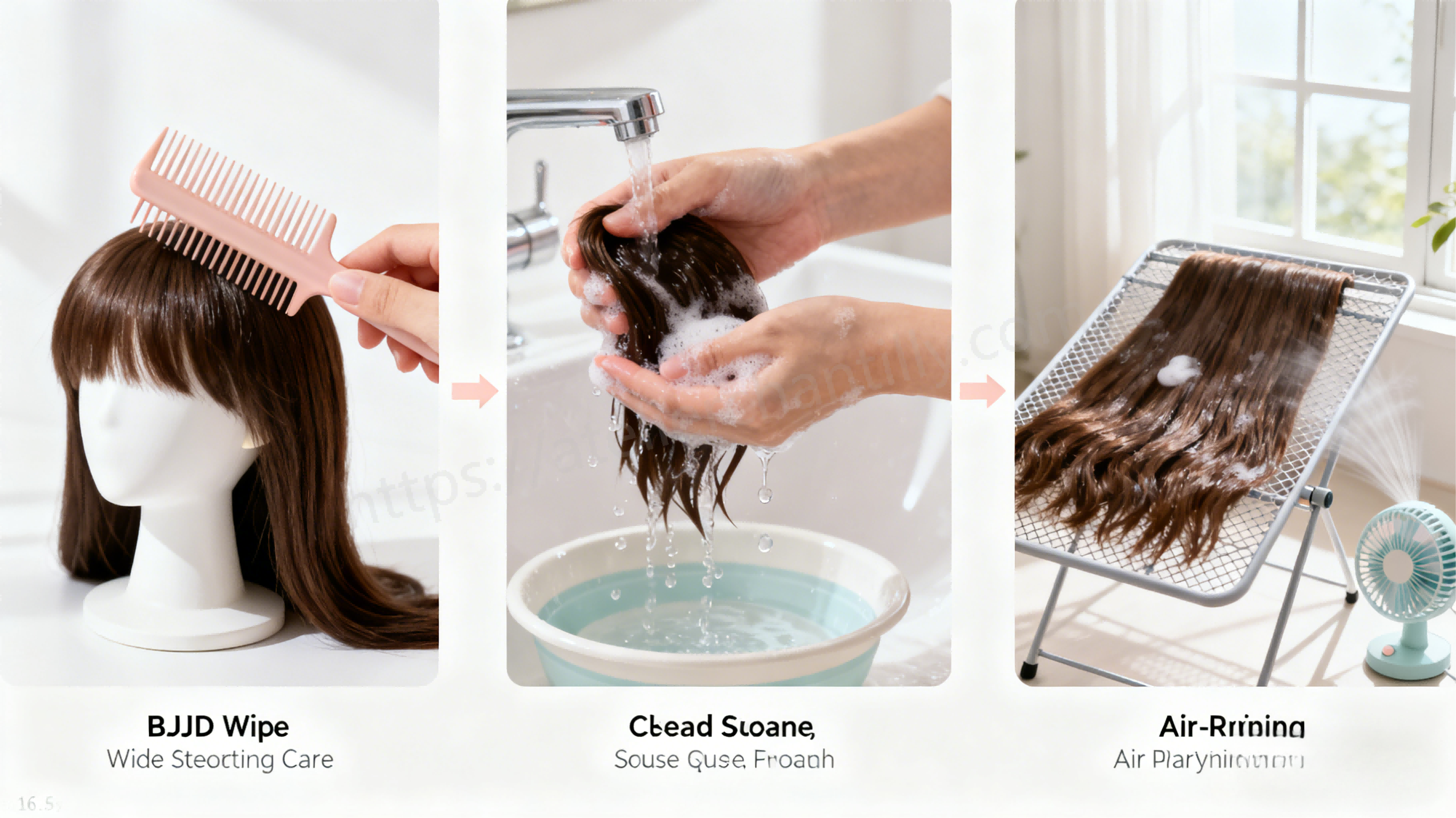 Brushing and washing BJD wig for maintenance