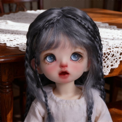 1/3 BJD Doll by Wooden Table with Blue Sparkle Glass Eyes - atelierchantilly