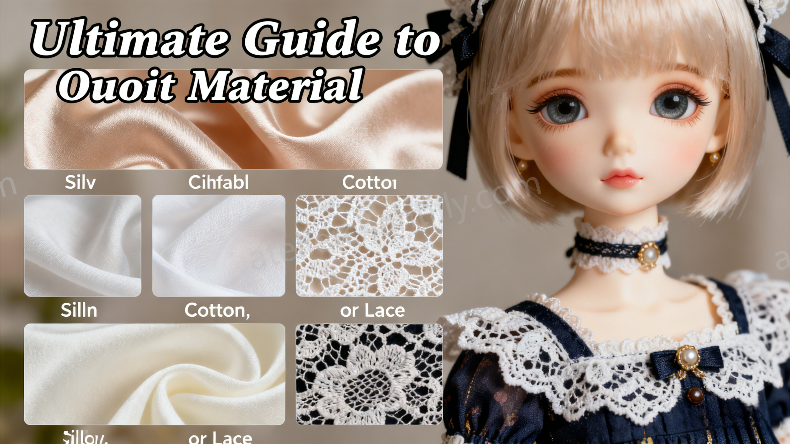 BJD outfit materials comparison - silk cotton lace fabrics for custom doll clothing