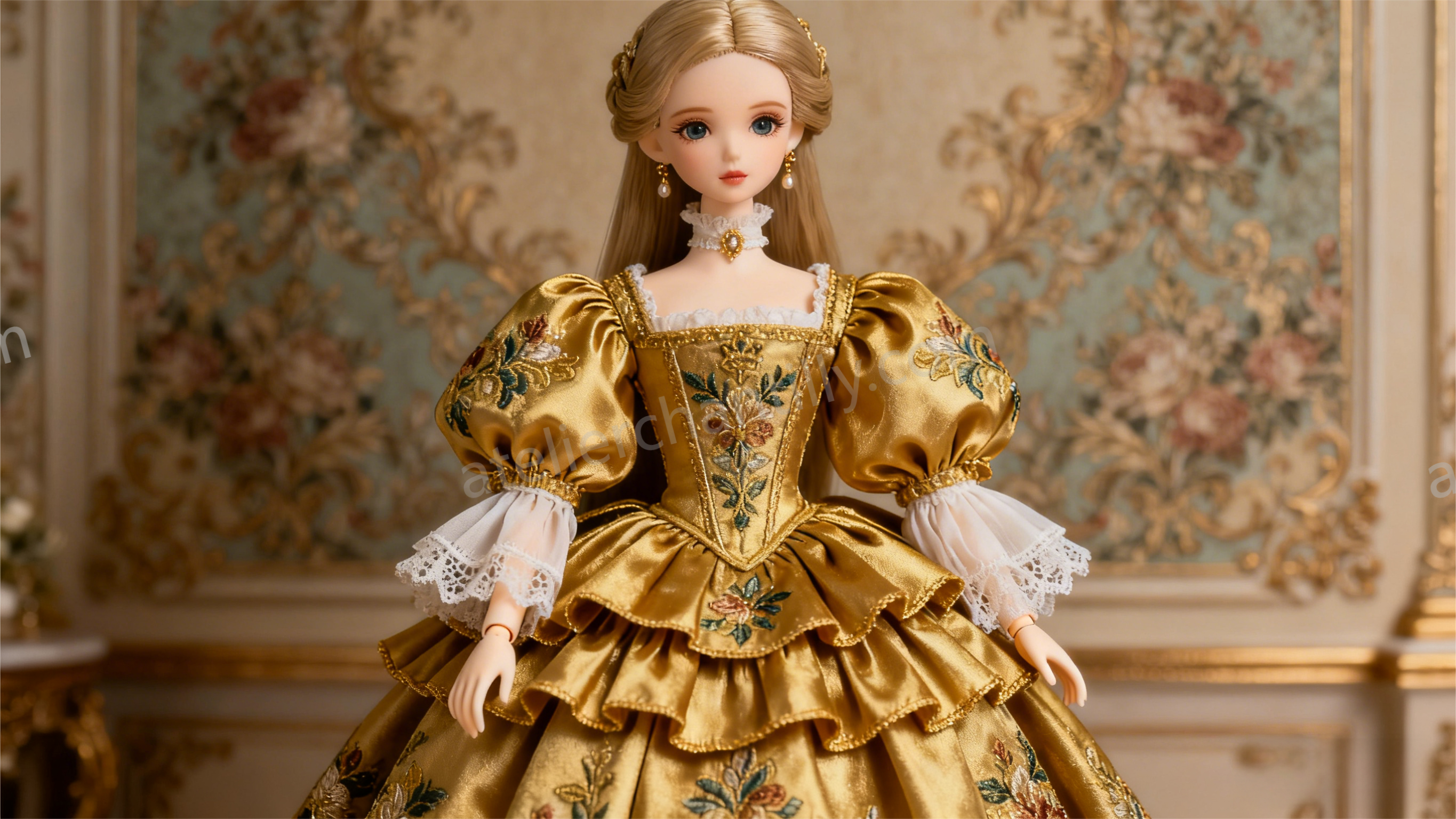 2025 BJD Vintage Royal Style - gold thread embroidery + layered skirt | atelierchantilly
