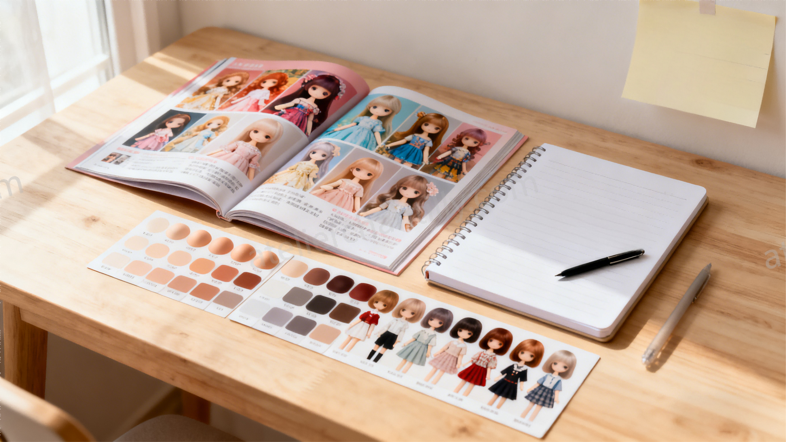 BJD collector planning purchases with notes and color references