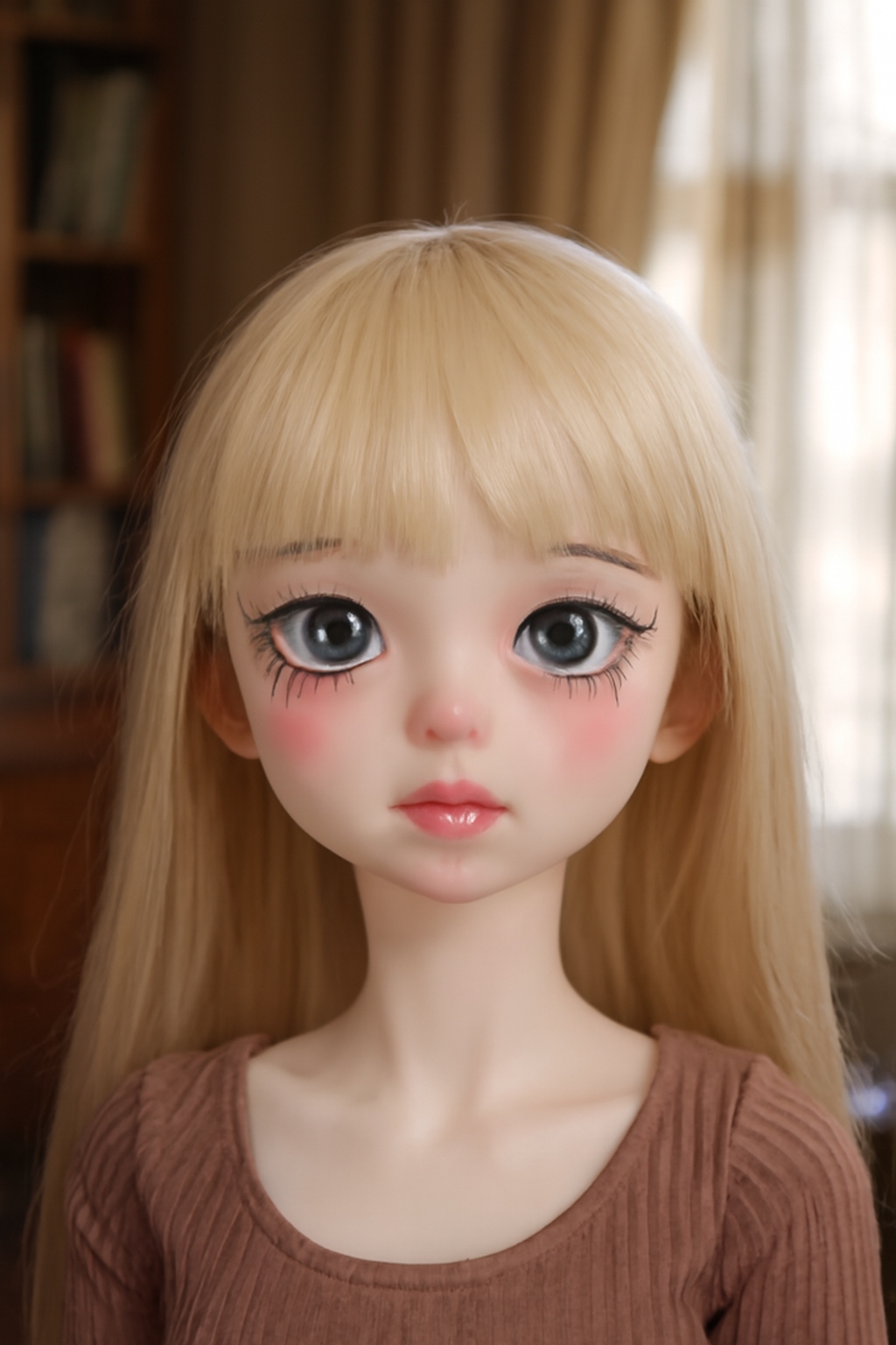 1/4 BJD Doll with Green Glass Eyes in Sunlit Room - atelierchantill