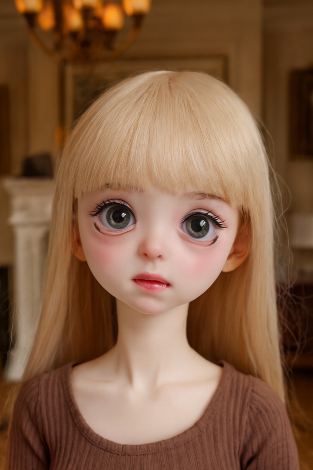 1/4 BJD Doll with Green Sparkle Glass Eyes in Elegant Living Room - atelierchantilly