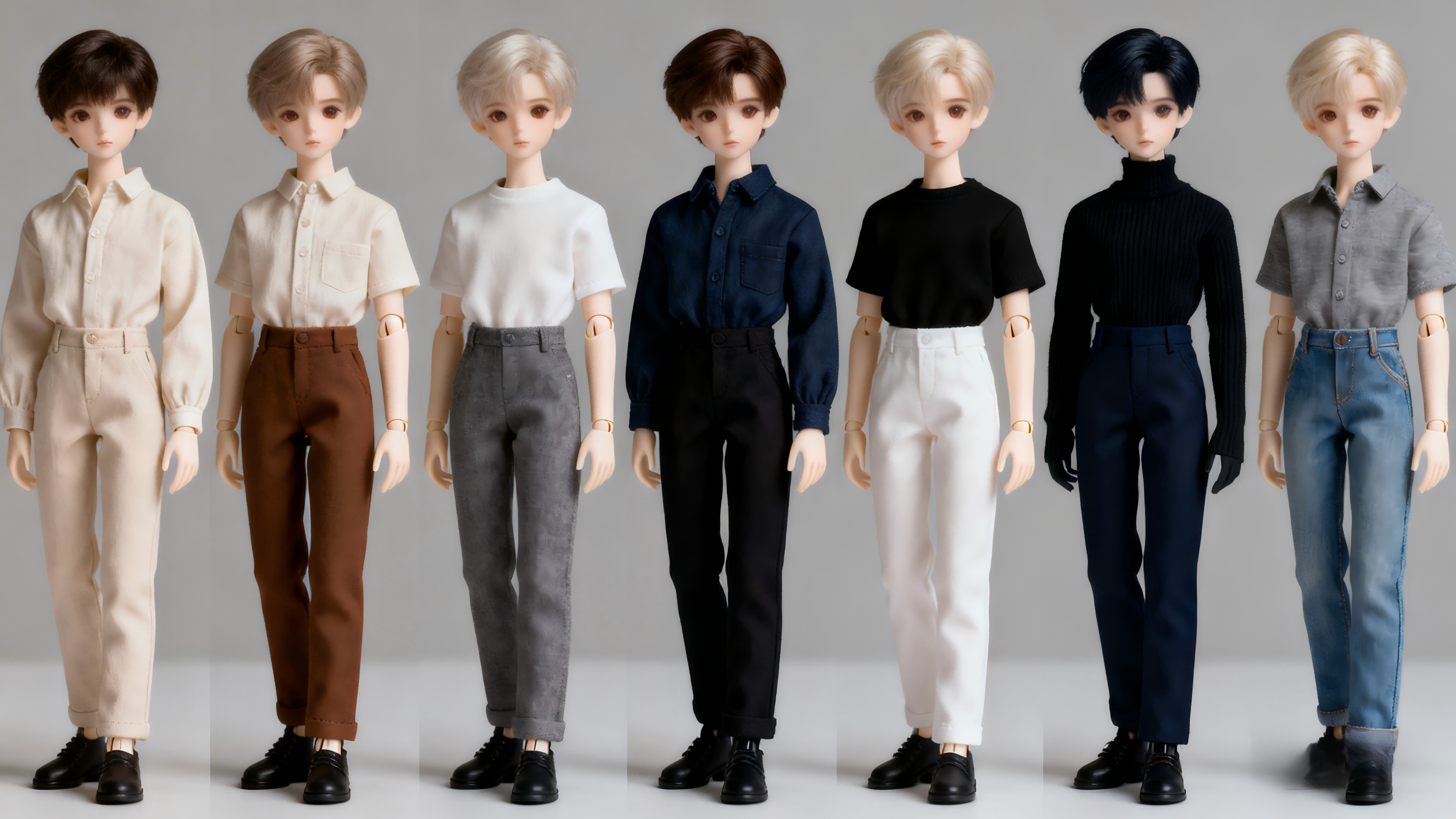 BJD outfits showing different color combinations for easy styling