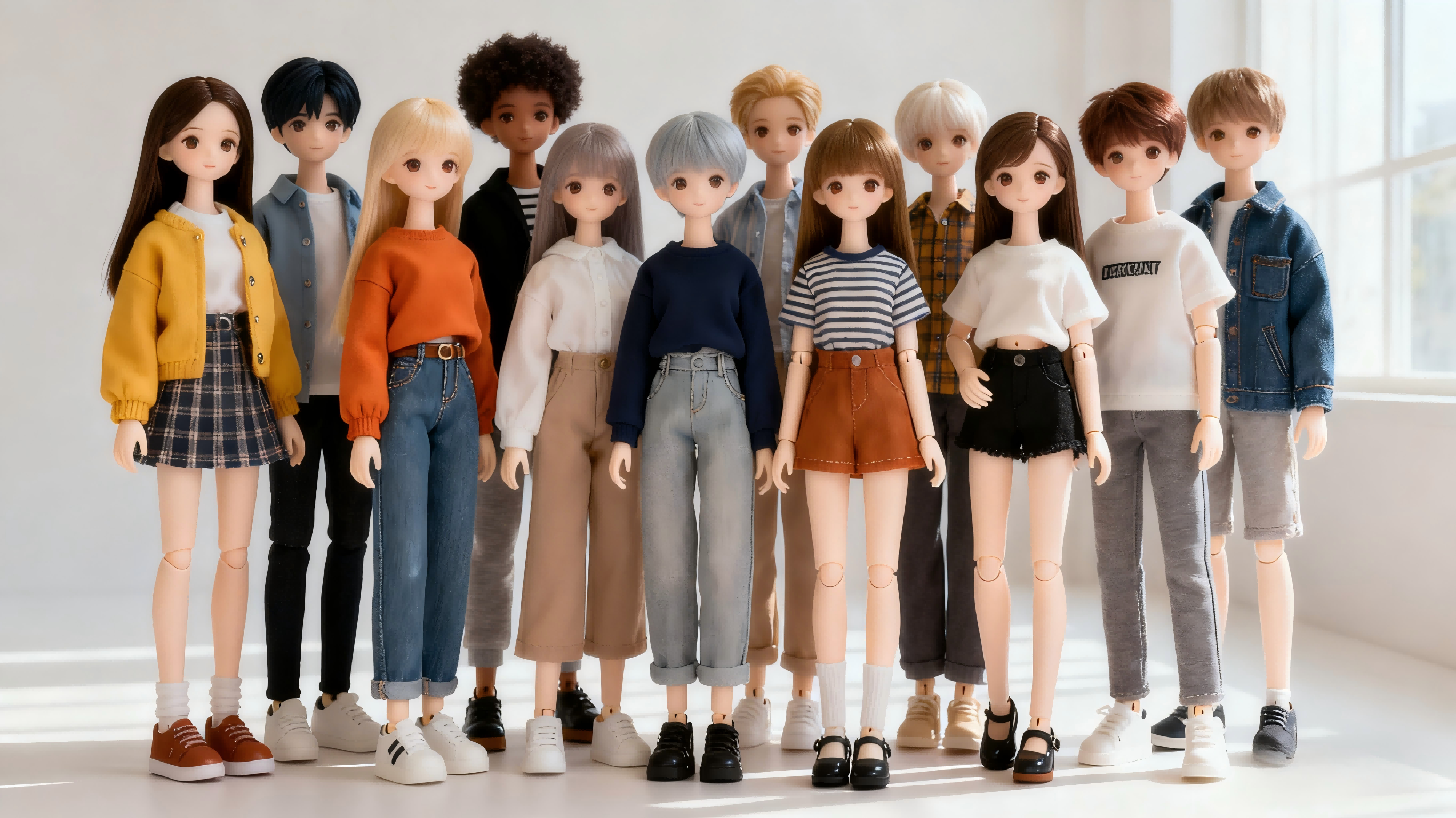 Group of BJDs showing easy outfit ideas anyone can create