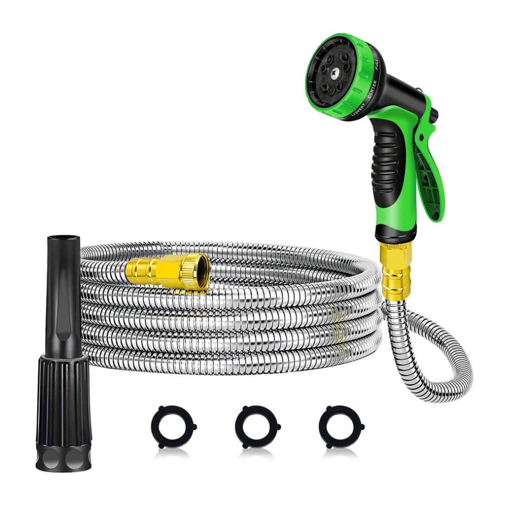 LOVFEN 25/50/75/100/150FT Ultra-Lightweight Stainless Steel Garden Hose 
