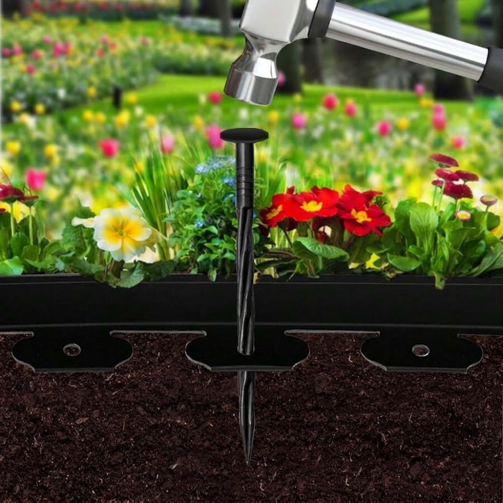 Easy Install No-Dig Landscape Edge Kit - 2in Landscape Edging Border 40 FT With 40 Spikes,