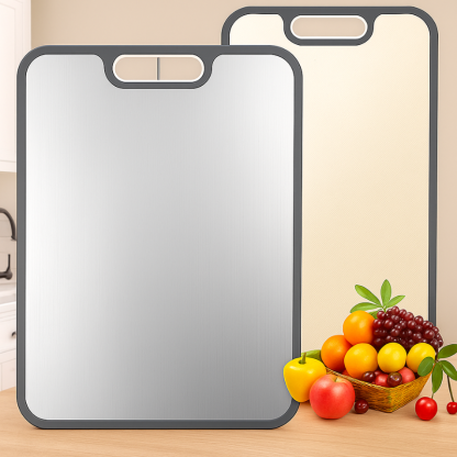 Titanium Double-Sided Cutting Board 16”×11” – Food Grade Pure Titanium & Wheat Straw Kitchen Board