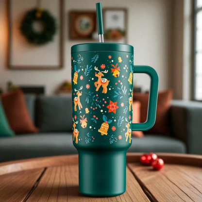 40oz Tumbler With Handle Leak Proof Lid And Straw