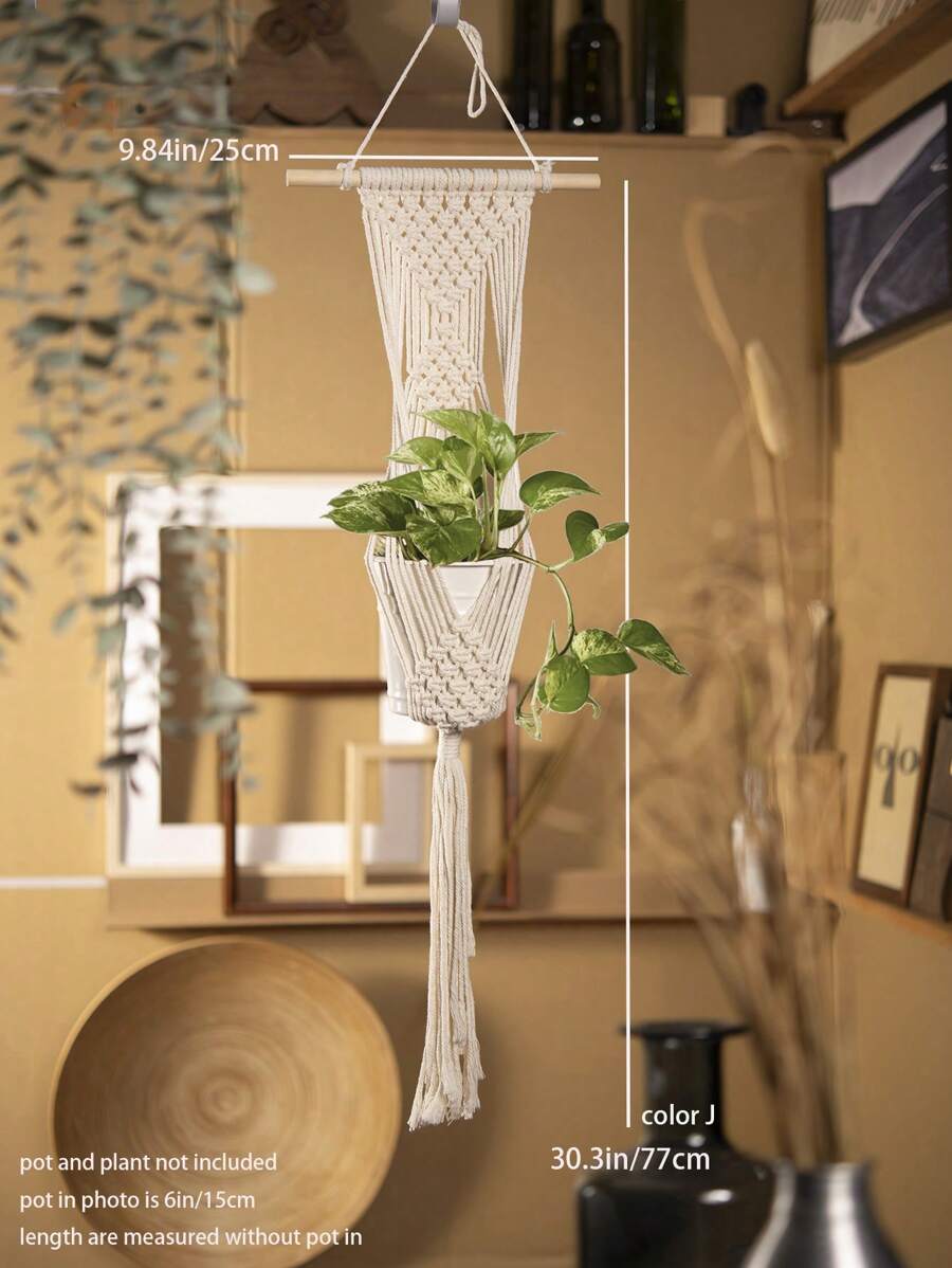 1pc Handmade Macrame Boho Home / / Office Decor, Multifunctional Plant Holder, Plant Hanger With Tassel, Plant Hanger Indoor Decor, Ceiling Plant Hanger, Modern Boho Plant Pot Holder (Pot Not Included) - Multicolor - View 10