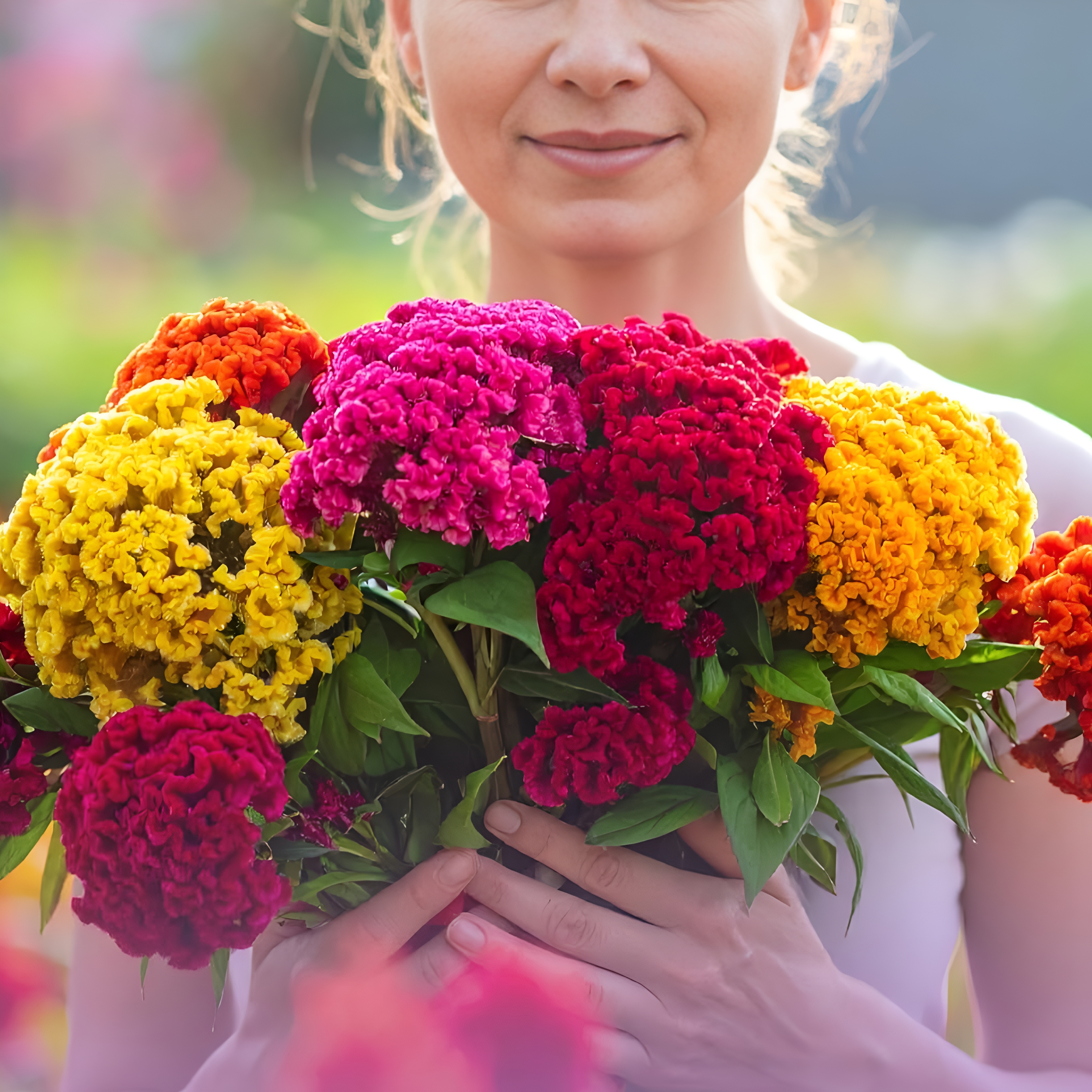 500 Dwarf Mix Cockscomb Seeds for Planting (Celosia argentea) – Woolflower Rooster Comb Celosia Seeds for Planting Flowers 