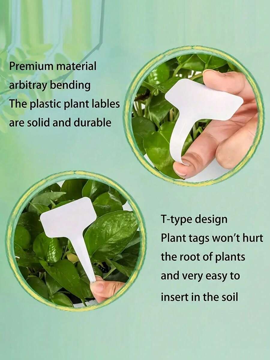 50pcs White T-Shape Plant Labels, Garden Plant Markers, Waterproof Outdoor Garden Plant Signage For Potted Plants - White - View 8