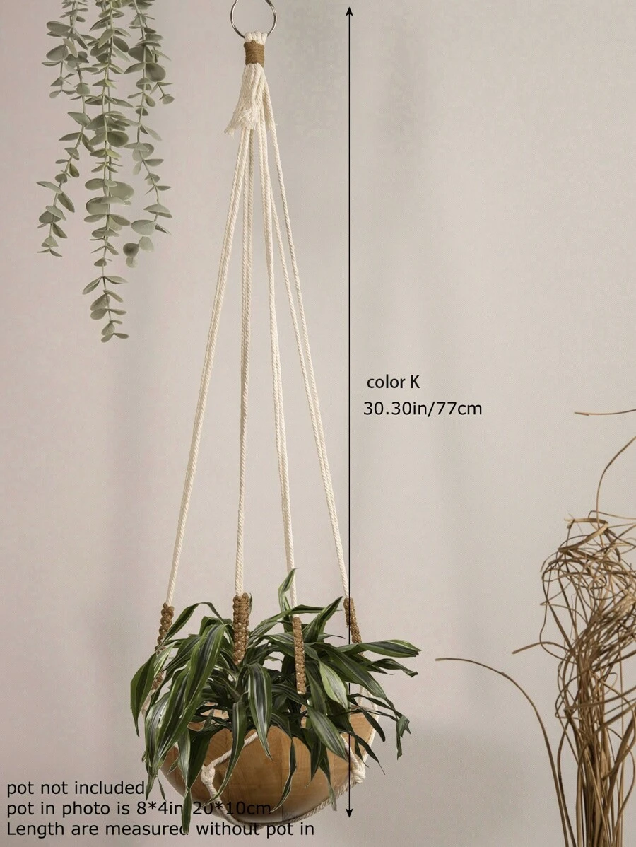 1pc Handmade Macrame Boho Home / / Office Decor, Multifunctional Plant Holder, Plant Hanger With Tassel, Plant Hanger Indoor Decor, Ceiling Plant Hanger, Modern Boho Plant Pot Holder (Pot Not Included) - Multicolor - View 11