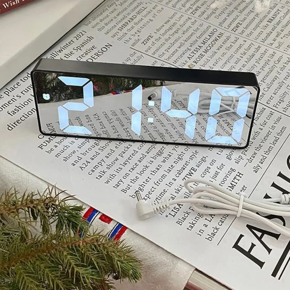 Mini Size Mirror LED Clock Simplicity Colorful Alarm Clocks Ultra Portable Travel Bedroom Bedside Clock