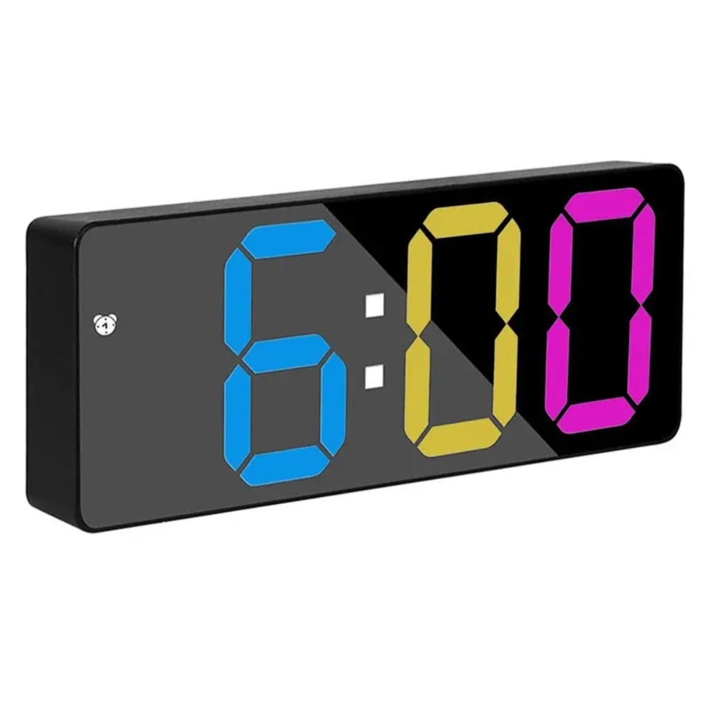 Mini Size Mirror LED Clock Simplicity Colorful Alarm Clocks Ultra Portable Travel Bedroom Bedside Clock