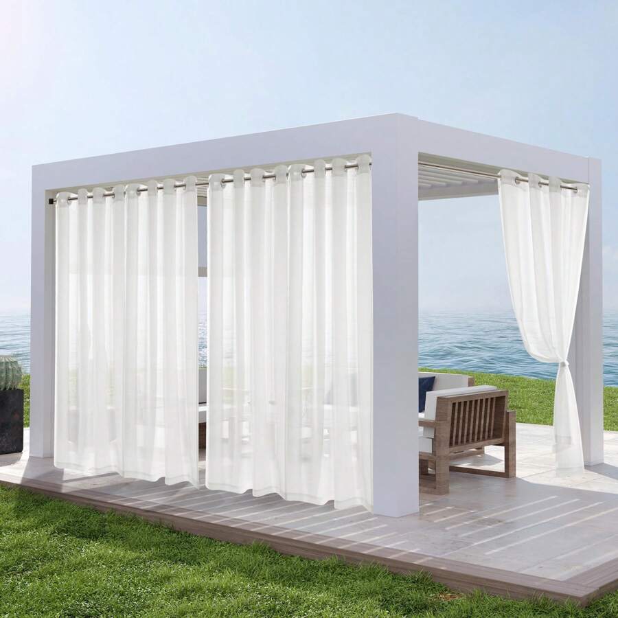 2 Pcs Waterproof Outdoor Sheer Curtains,