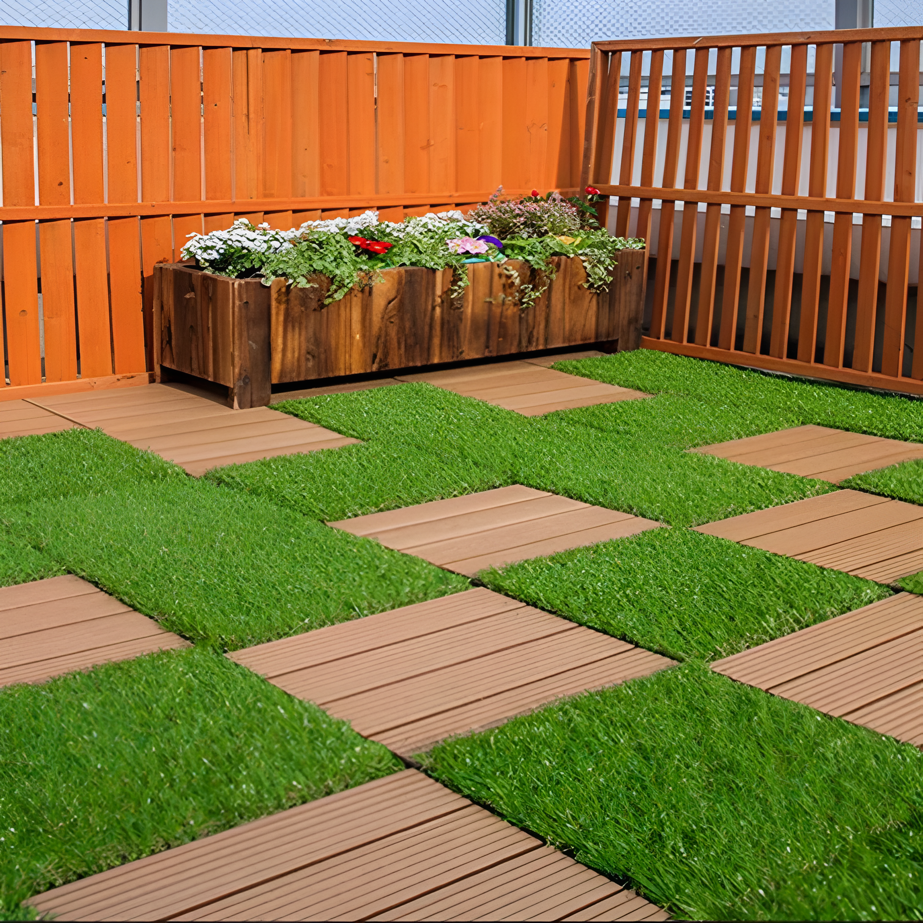 DALTACK 12"X12" Artificial Turf, Floor Decorative Mat, Turf Set, 9/ 18/ 27/ 32 Pieces, For Indoor Outdoor Dog Pets
