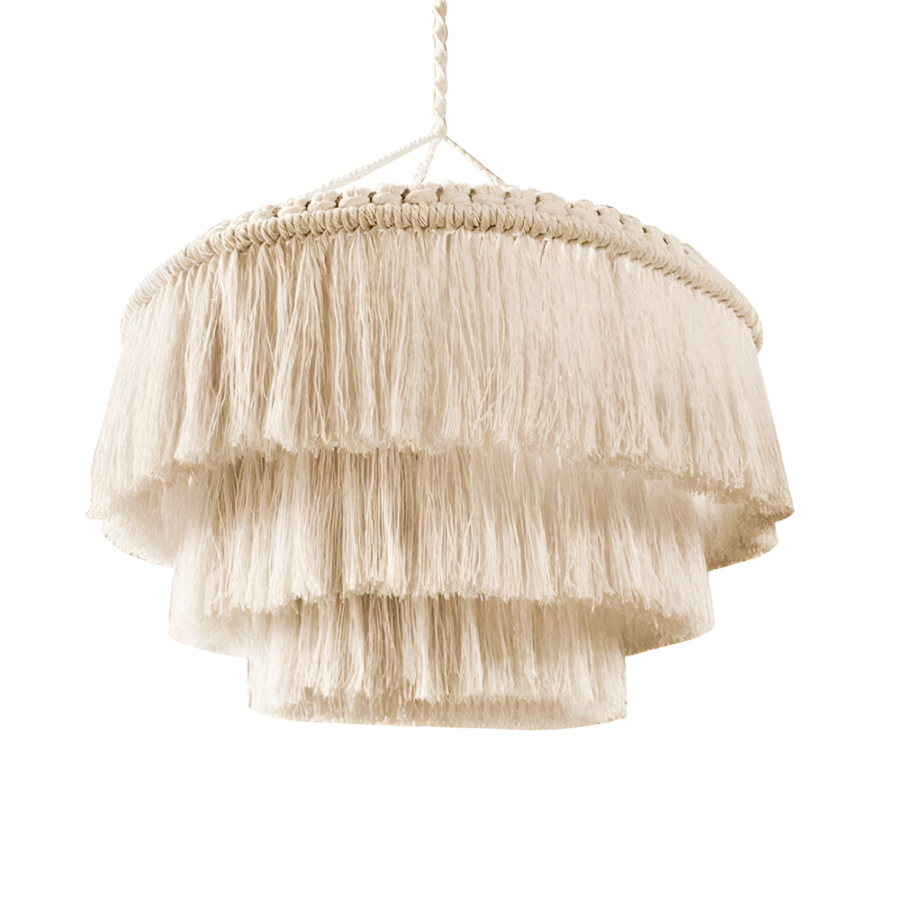 Boho Woven Macrame Design Hanging Lampshade With Pendant Light 