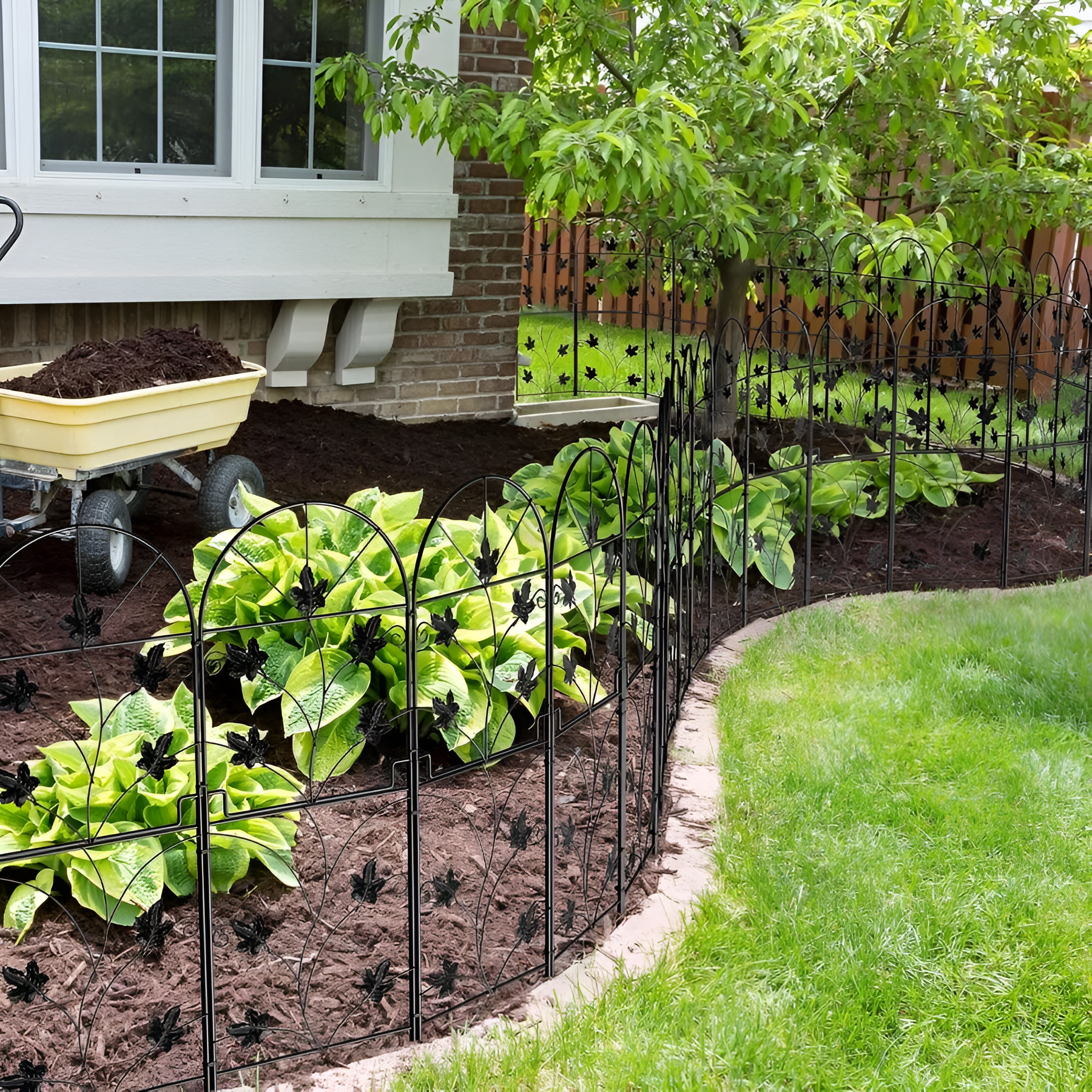 10 Pack Decorative Garden Fence Panels No Dig Fencing, Total 38in (H) X 10ft (L) Coated Metal RustProof Landscape Wire Border Folding Patio Fences Flower Bed Fencing Animal Barrier For Dog
