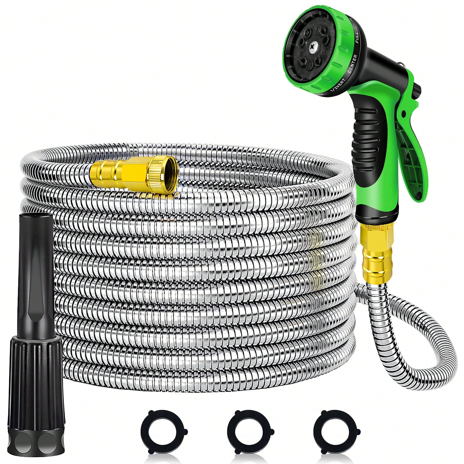 Lightweight Stainless Steel Garden Hose With Multifunction Nozzle And Sprayer 