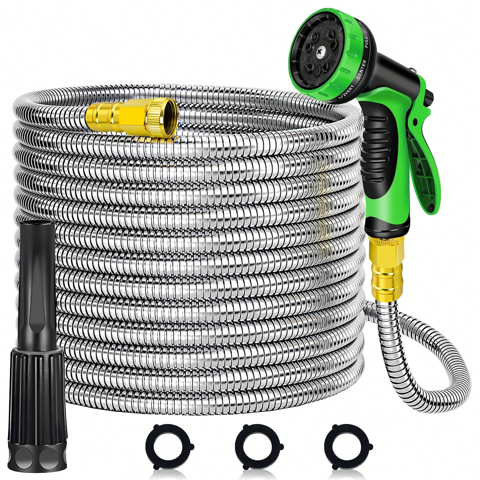 Lightweight Stainless Steel Garden Hose With Multifunction Nozzle And Sprayer 