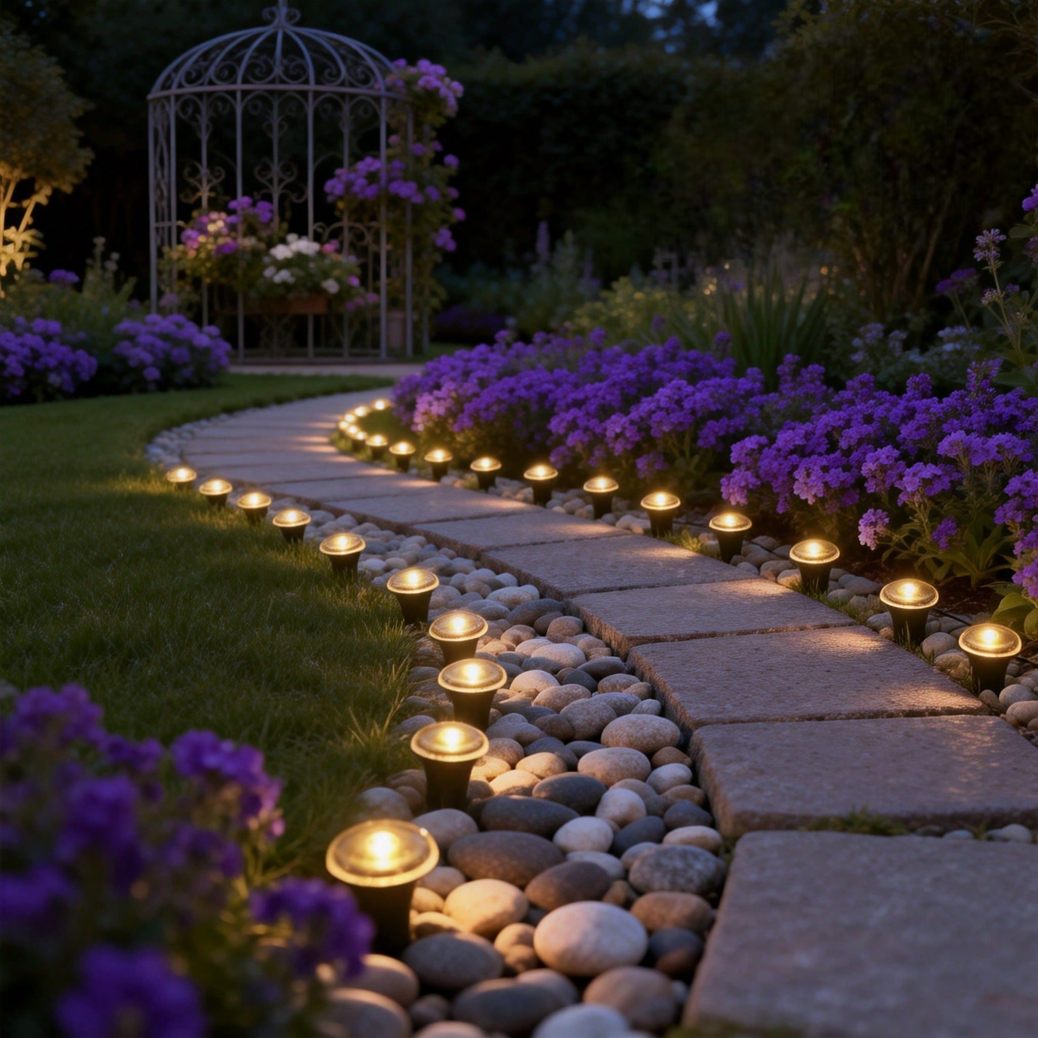 30Pcs Solar LED Pathway Lights Outdoor