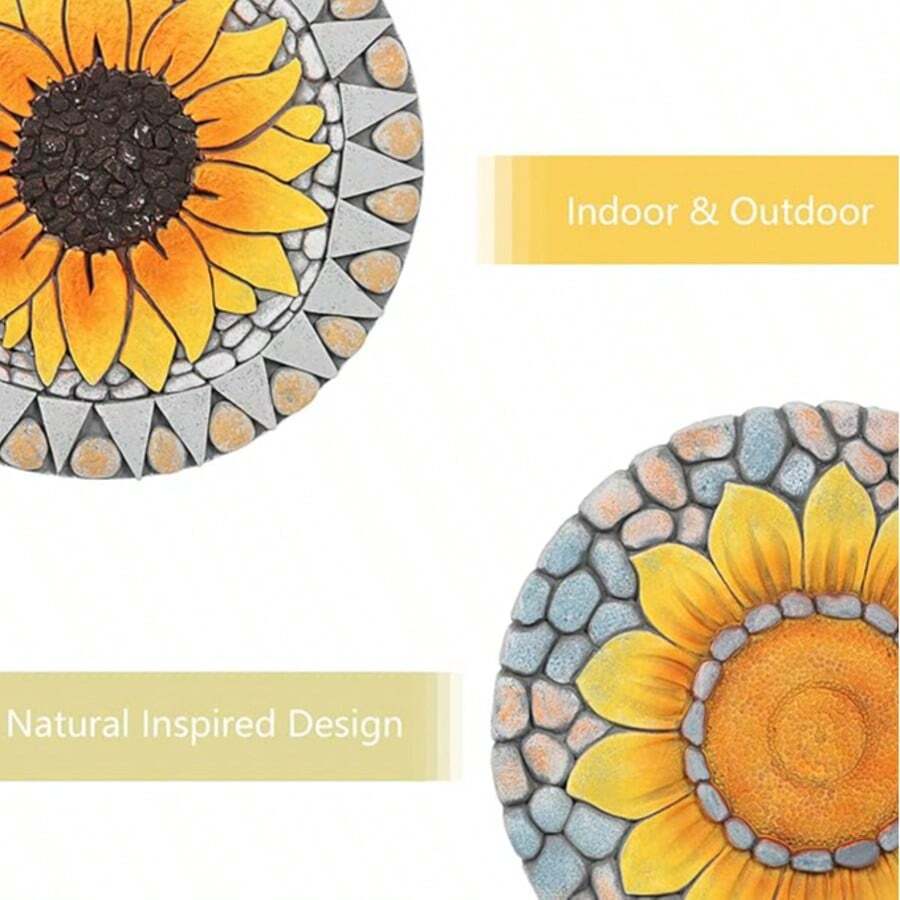 3 Pack Sunflower Stepping Stone, 10 Inch Decorative Garden Step Stone For Yard, Patio, Garden, Walkway, Outdoor And Indoor Home Decor - Sunflower - View 5
